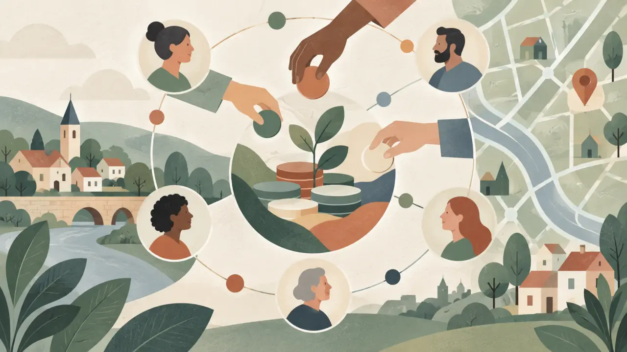 Groupe de citoyens préparant un projet solidaire local