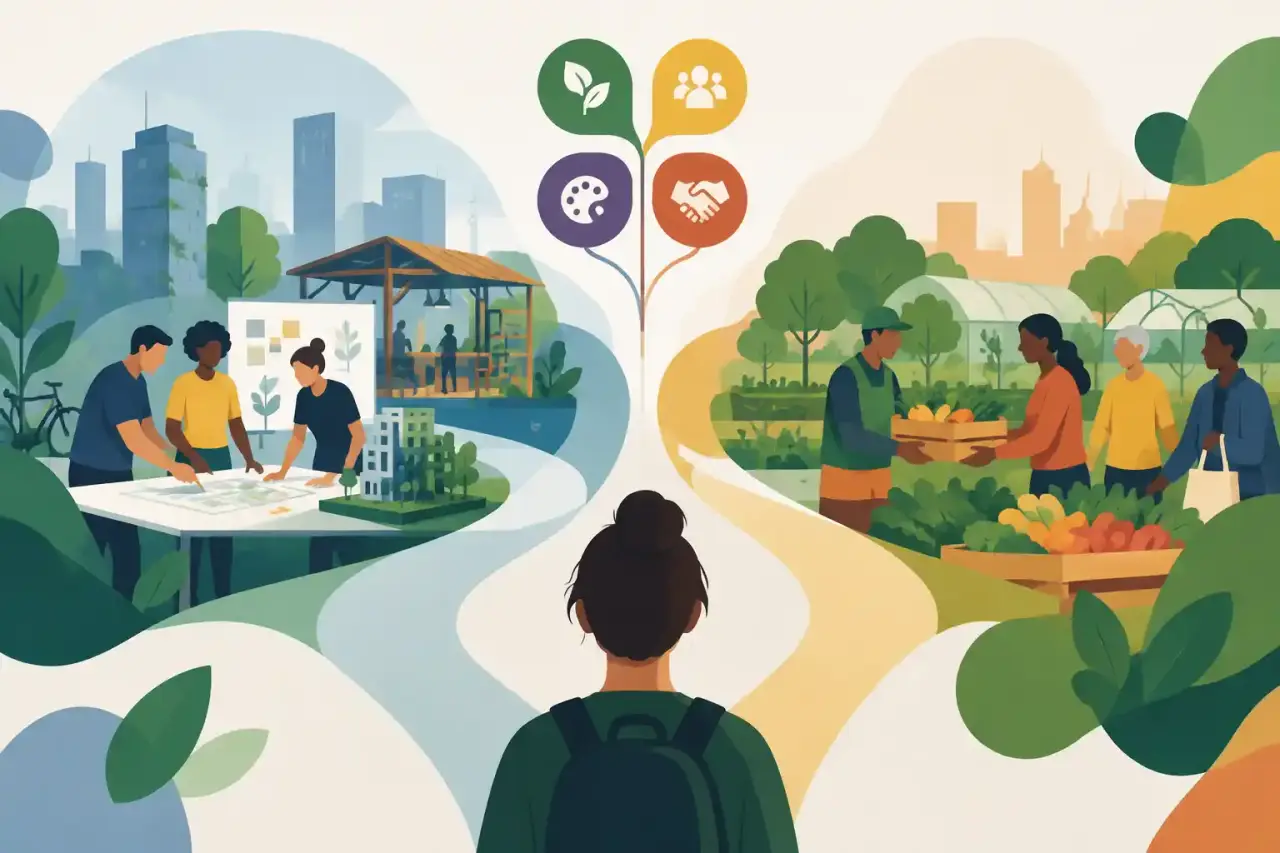 Habitants réunis dans un atelier urbain autour d'une initiative alimentaire locale