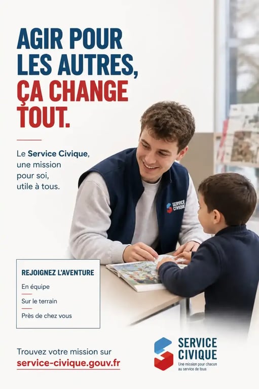 Jeune volontaire en Service Civique à Albi accompagnant une activité associative locale